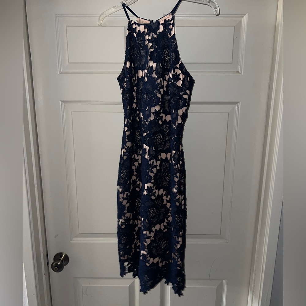 Lulus navy  midi cocktail  dress